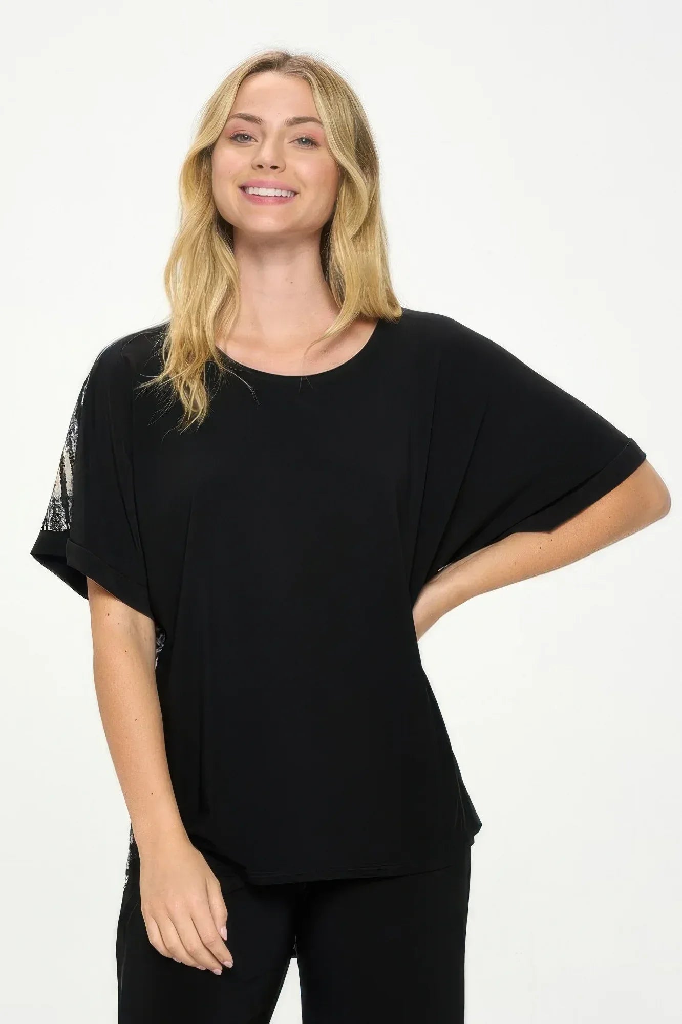 Hit Inbinding Neck Contrast Dolman Sleeve Top | Mixtshop LLC