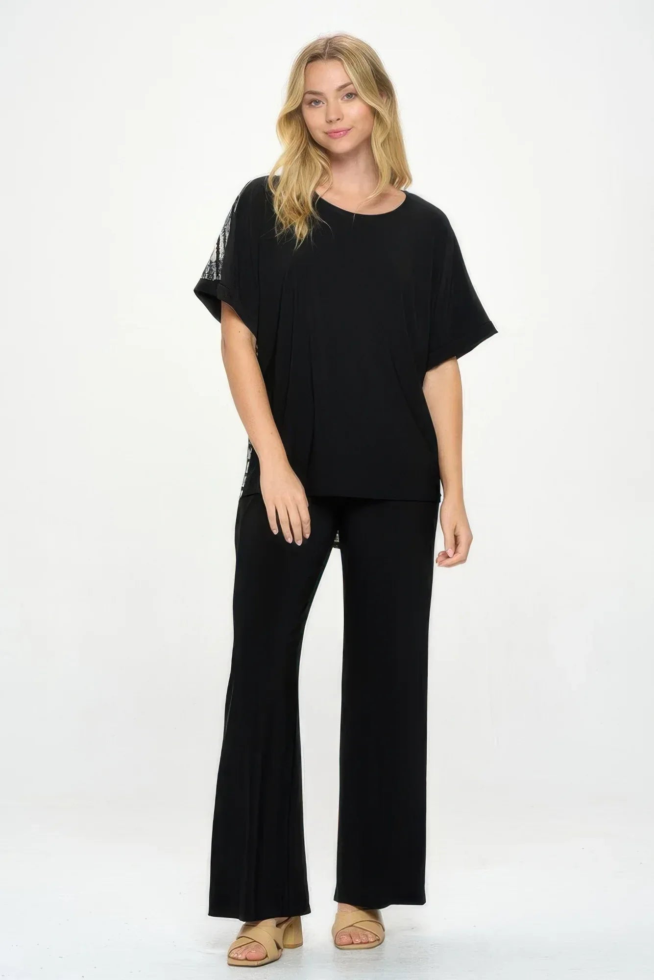 Hit Inbinding Neck Contrast Dolman Sleeve Top | Mixtshop LLC