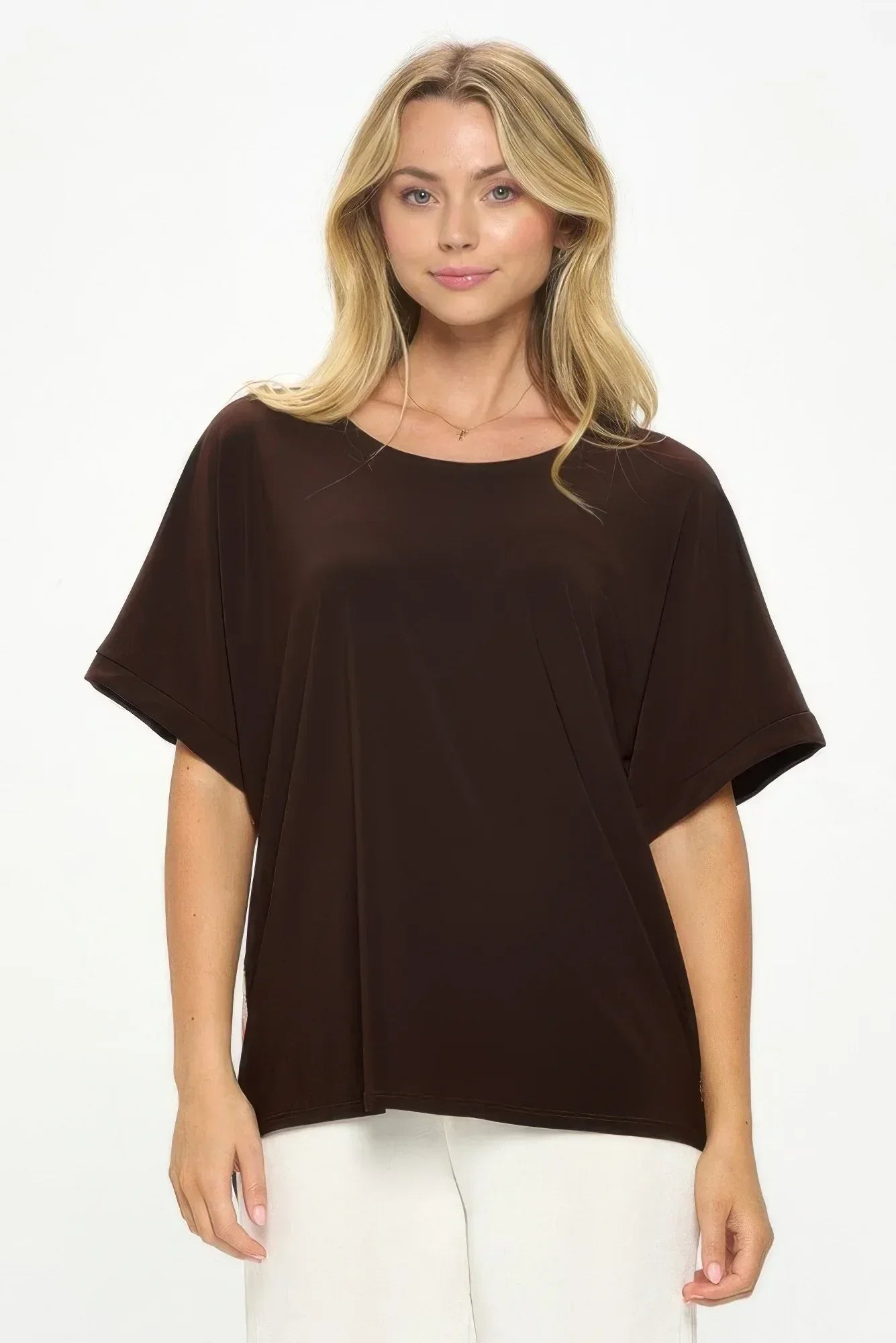 Hit Inbinding Neck Contrast Dolman Sleeve Top | Mixtshop LLC Main image