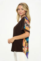 Hit Inbinding Neck Contrast Dolman Sleeve Top | Mixtshop LLC