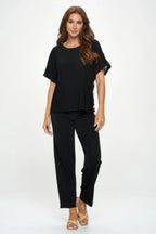 Hit Inbinding Neck Contrast Dolman Sleeve Top | Mixtshop LLC