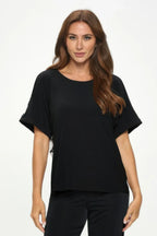 Hit Inbinding Neck Contrast Dolman Sleeve Top | Mixtshop LLC