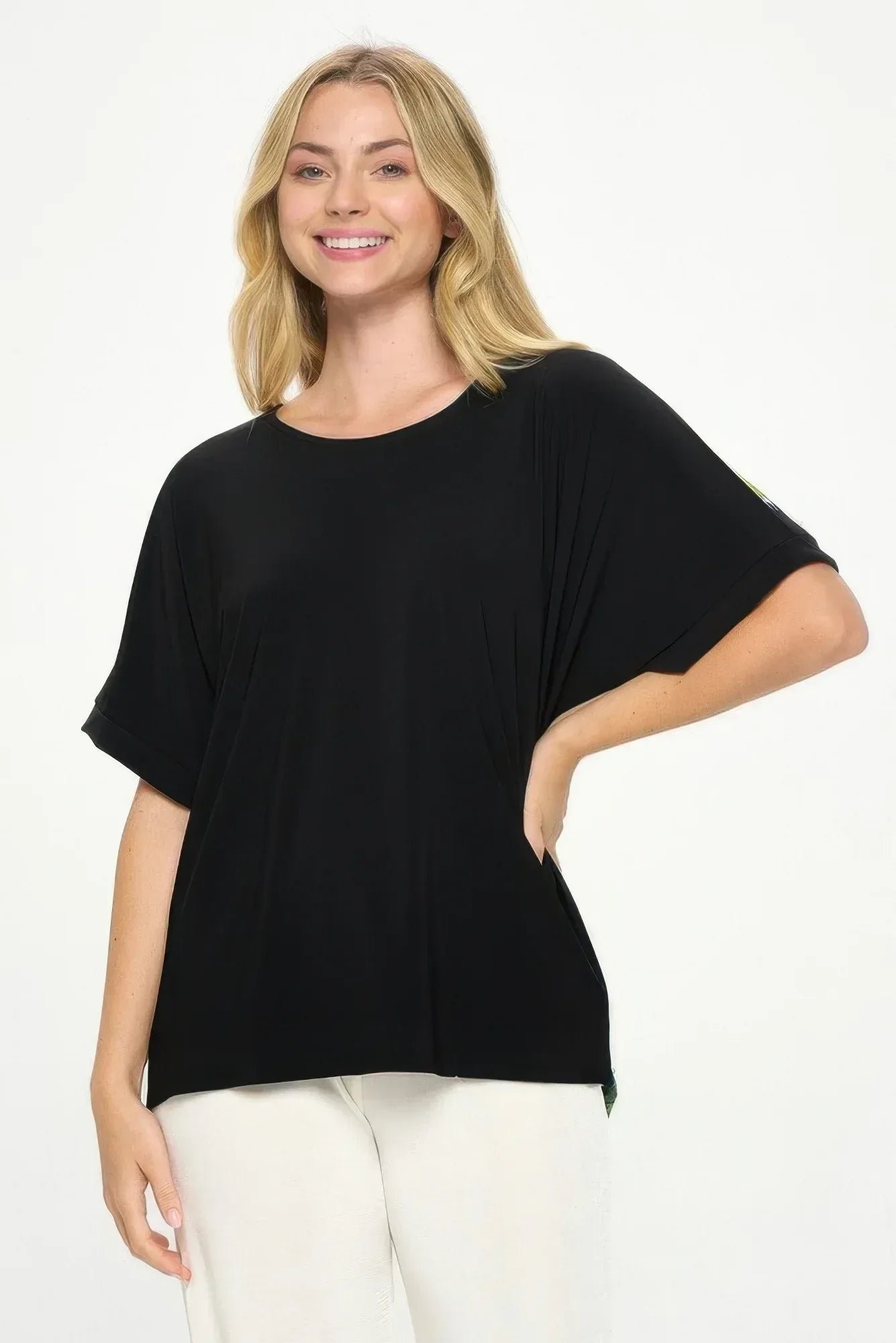 Hit Inbinding Neck Contrast Dolman Sleeve Top | Mixtshop LLC