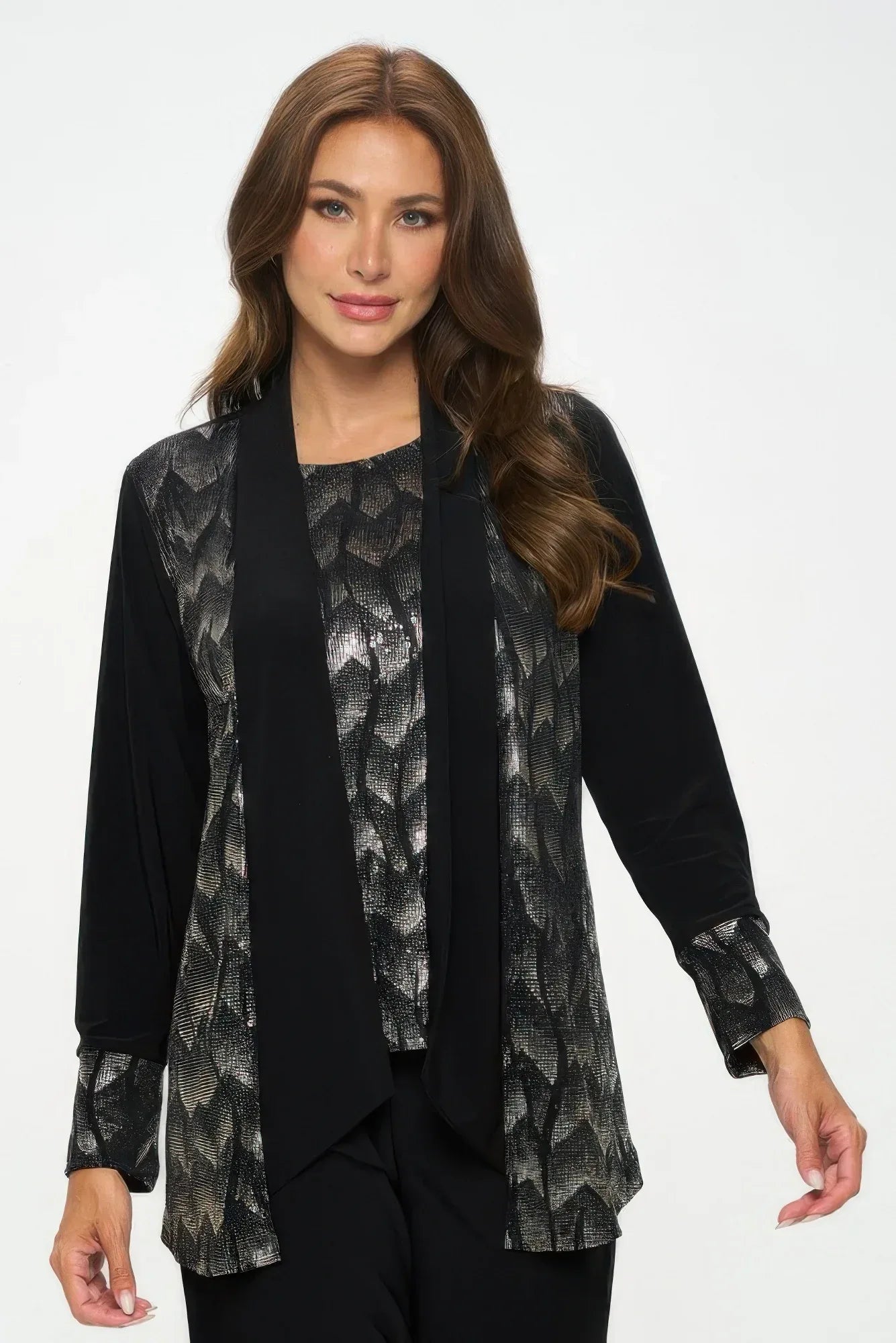 Nylon Foil Sequin Contrast Jacket | Mixtshop LLC Main image