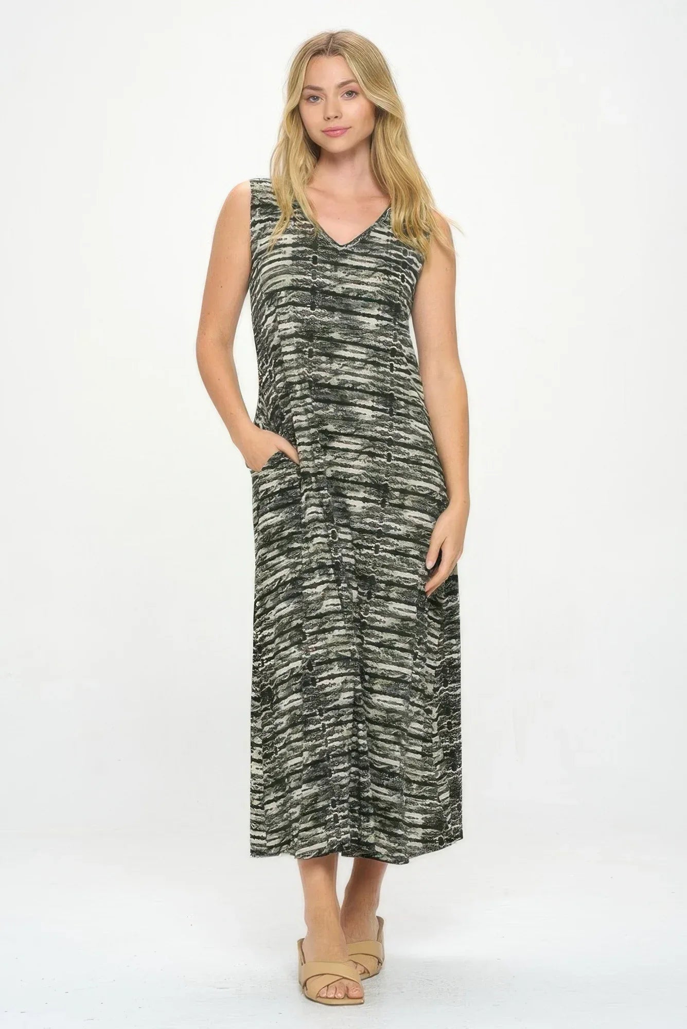 Hit V-neck Bias Long Dress W/pocket | Mixtshop LLC