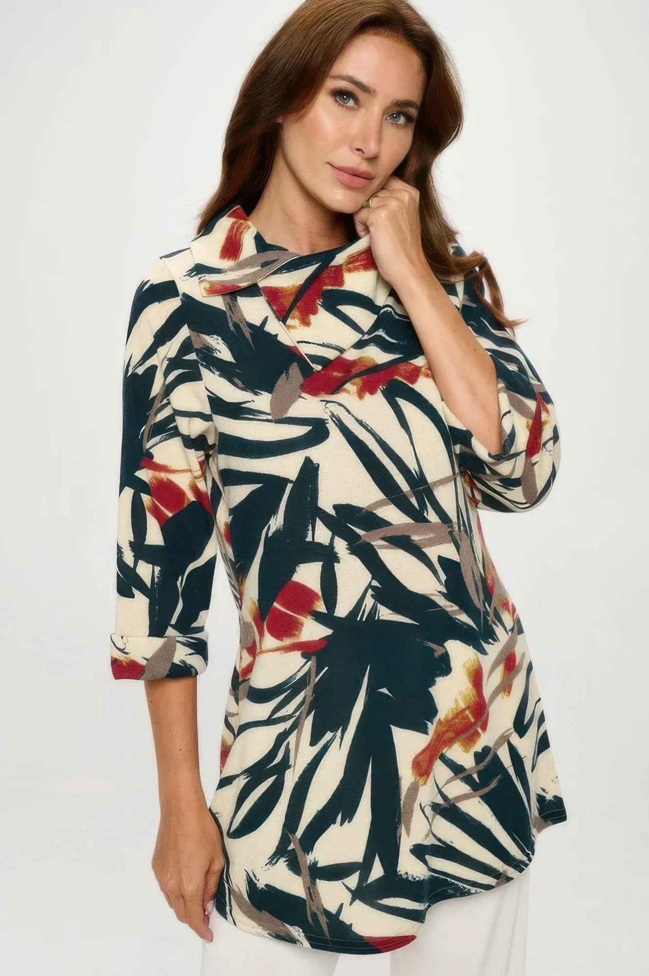 Stylish Split Neckline Tunic | Mixtshop LLC Main image