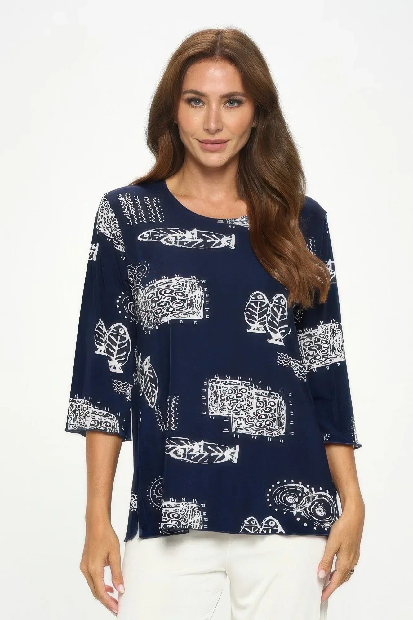 Print Quarter Sleeve Top | Mixtshop LLC