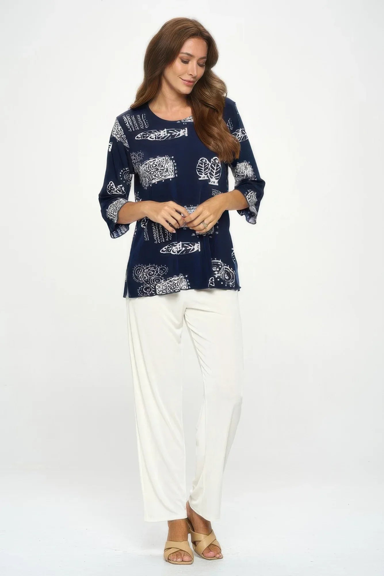 Print Quarter Sleeve Top | Mixtshop LLC