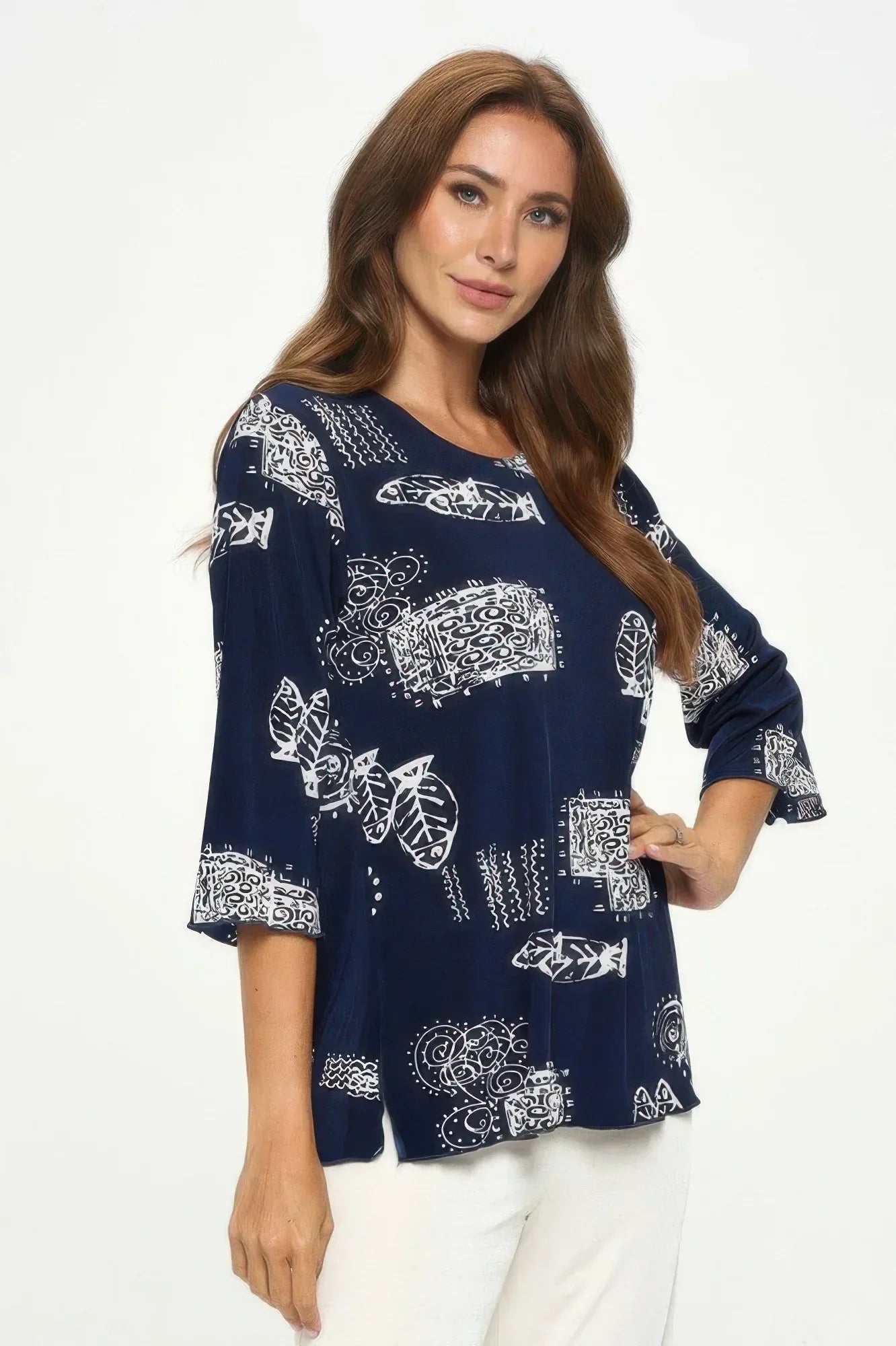 Print Quarter Sleeve Top | Mixtshop LLC