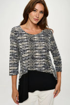 Round Neck Quarter Sleeve Top | Mixtshop LLC