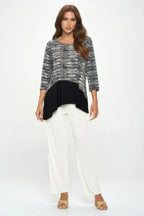 Round Neck Quarter Sleeve Top | Mixtshop LLC