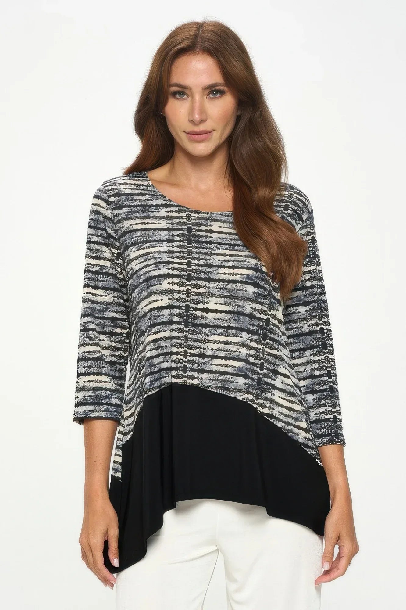 Round Neck Quarter Sleeve Top | Mixtshop LLC