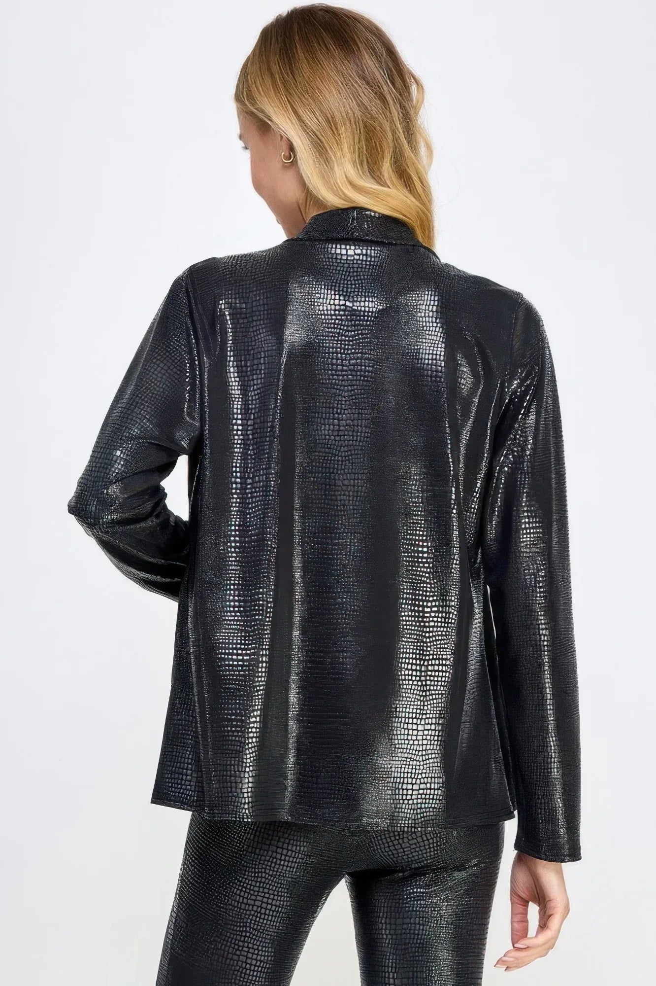 Long Sleeve Pleather Snake Skin Look Jacket | Mixtshop LLC