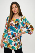 HIT Boat Neck 3/4 Sleeve Top | Mixtshop LLC