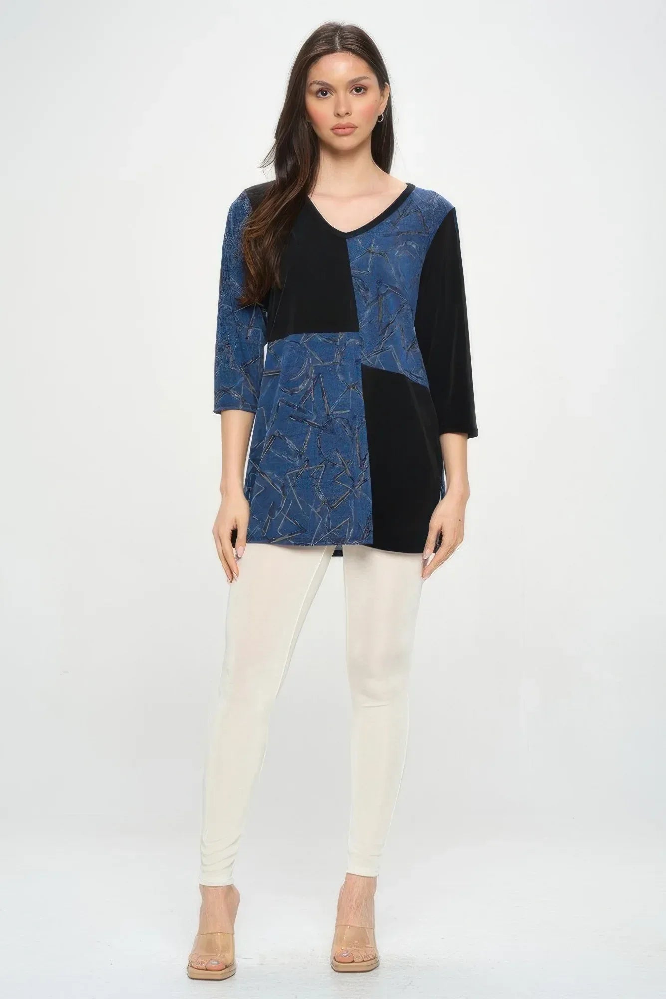 HIT Contrast V-Neck Tunic Top | Mixtshop LLC