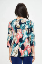Hit Round Neck 3/4 Sleeve Slit Top | Mixtshop LLC