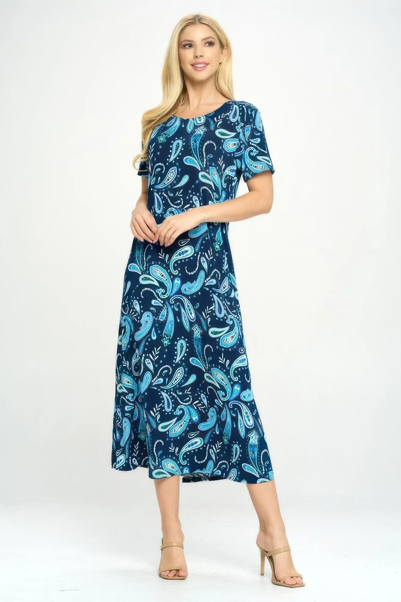 Bns Print Long Dress With Short Sleeve | Mixtshop LLC