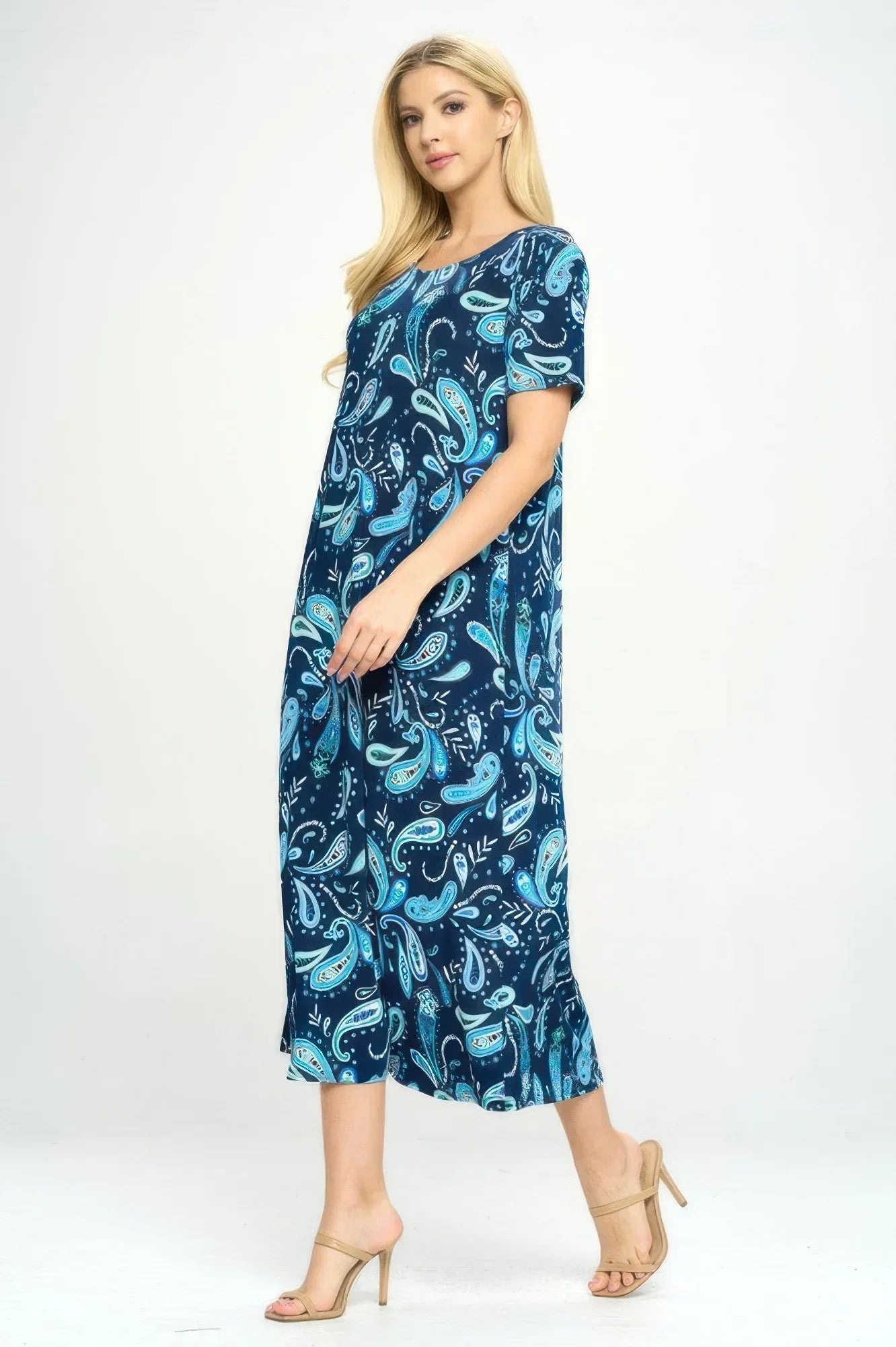 Bns Print Long Dress With Short Sleeve Secondary image