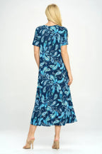Bns Print Long Dress With Short Sleeve | Mixtshop LLC