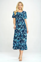 Bns Print Long Dress With Short Sleeve | Mixtshop LLC
