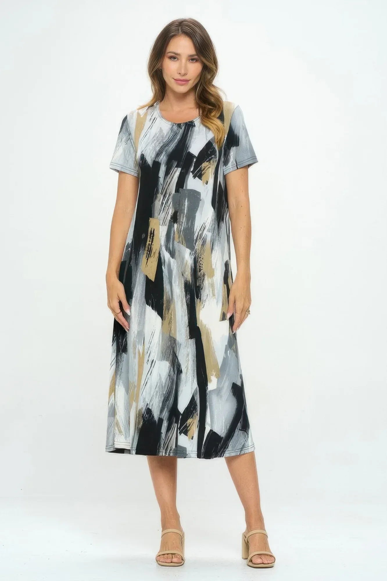 Plus Size Short Sleeve Bns Long Dress | Mixtshop LLC Main image