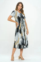 Plus Size Short Sleeve Bns Long Dress | Mixtshop LLC