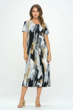 Plus Size Short Sleeve Bns Long Dress | Mixtshop LLC