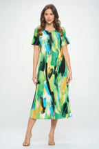 Plus Size Short Sleeve Bns Long Dress | Mixtshop LLC