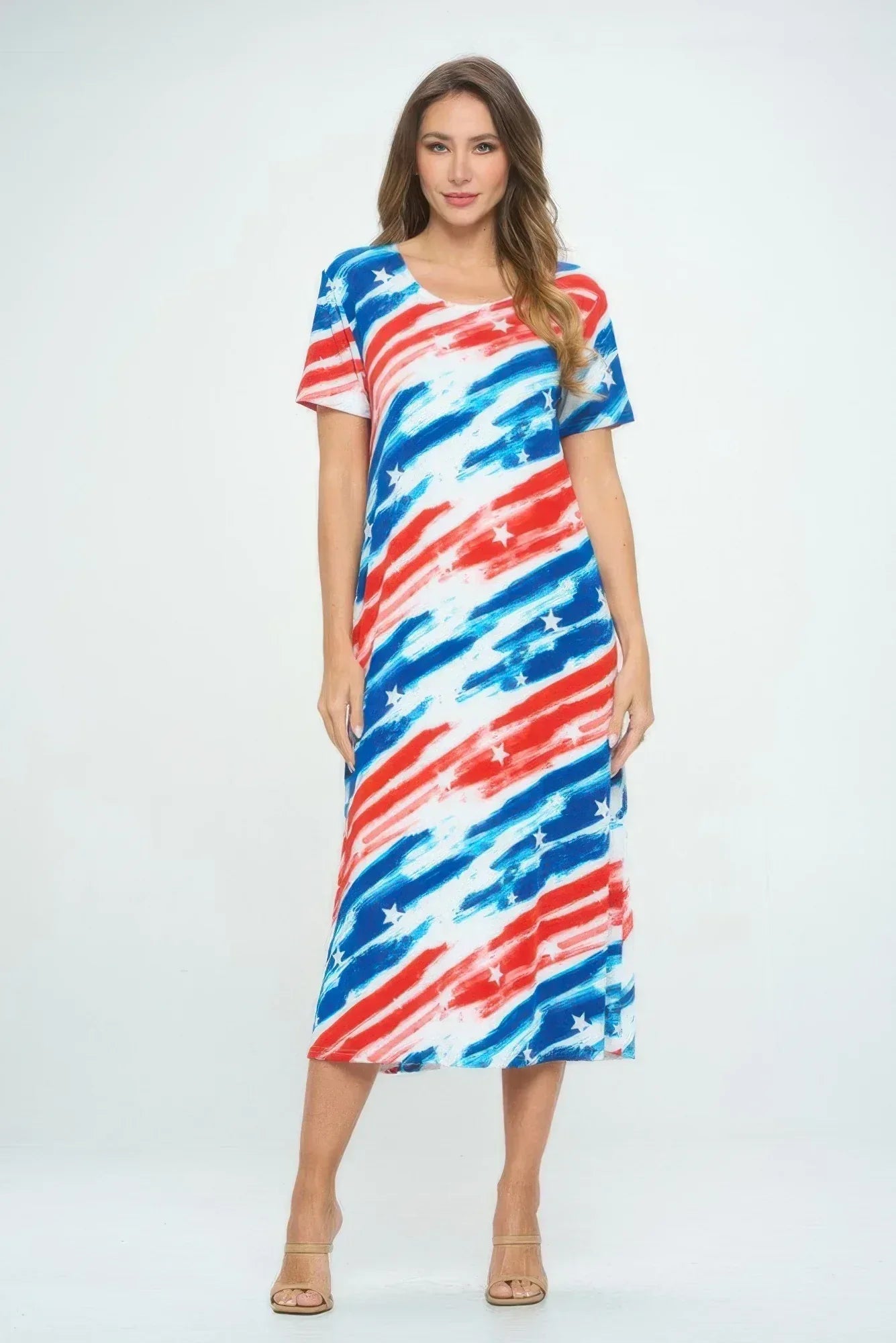 Plus Size Short Sleeve Bns Long Dress | Mixtshop LLC