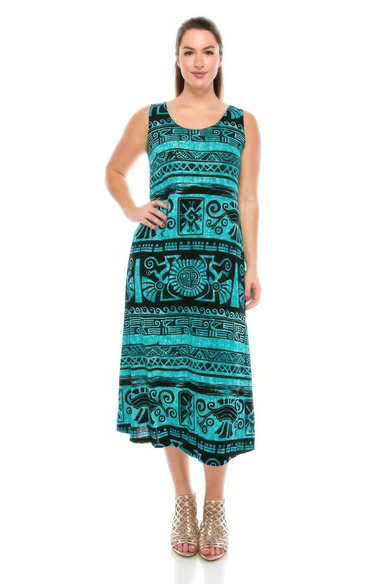 Plus Size Sleeveless Round-neckline Long Dress | Mixtshop LLC