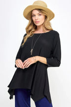 Round Neck Quarter Sleeve Top | Mixtshop LLC