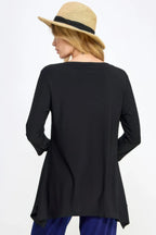Round Neck Quarter Sleeve Top | Mixtshop LLC