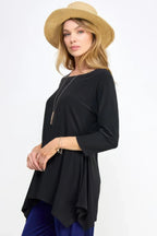 Round Neck Quarter Sleeve Top | Mixtshop LLC