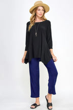 Round Neck Quarter Sleeve Top | Mixtshop LLC