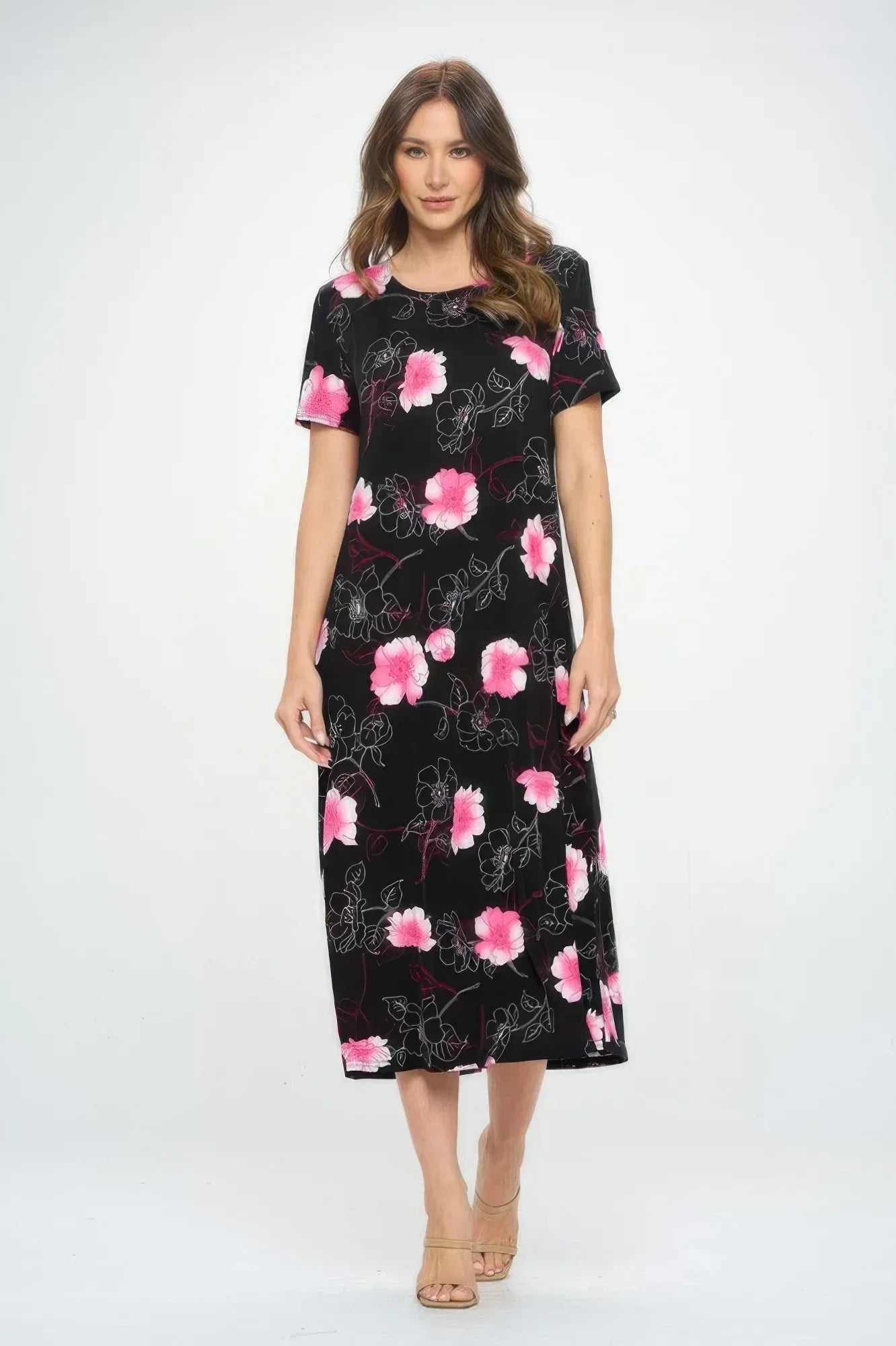 Bns Print Long Dress With Short Sleeve | Mixtshop LLC Main image