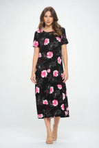Bns Print Long Dress With Short Sleeve | Mixtshop LLC