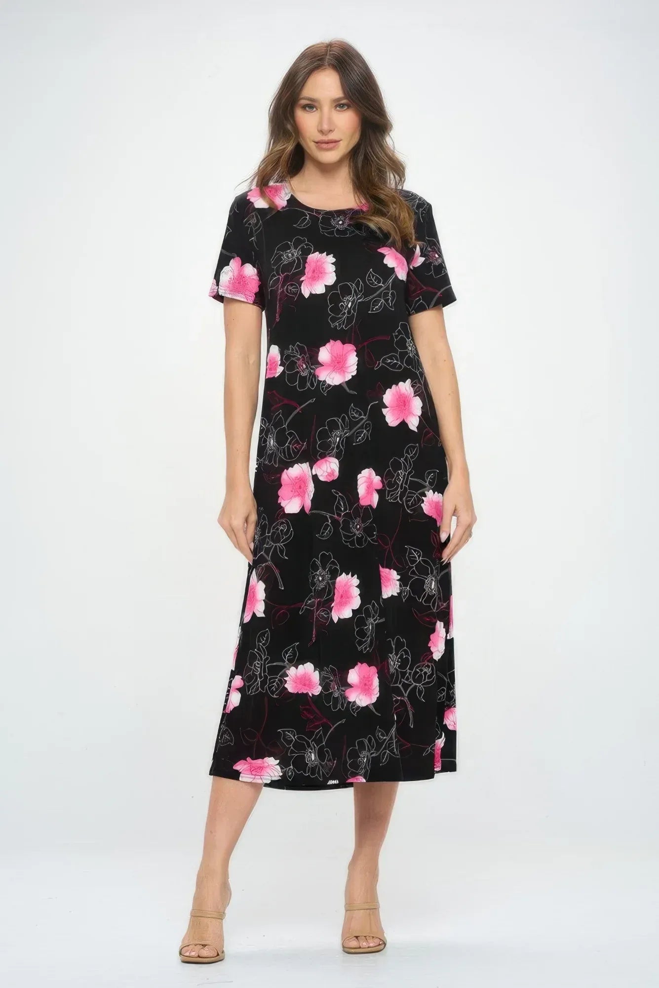 Bns Print Long Dress With Short Sleeve | Mixtshop LLC