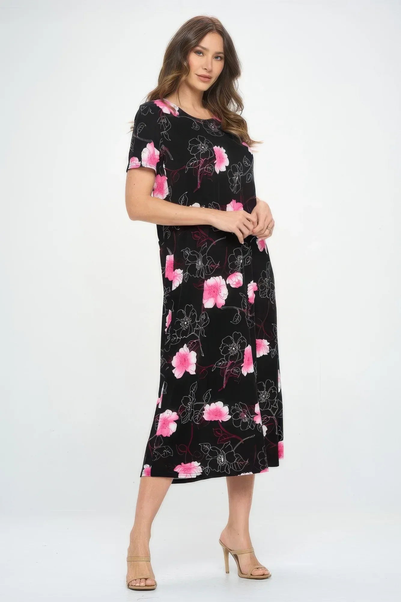 Bns Print Long Dress With Short Sleeve | Mixtshop LLC