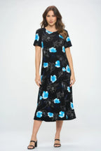 Bns Print Long Dress With Short Sleeve | Mixtshop LLC