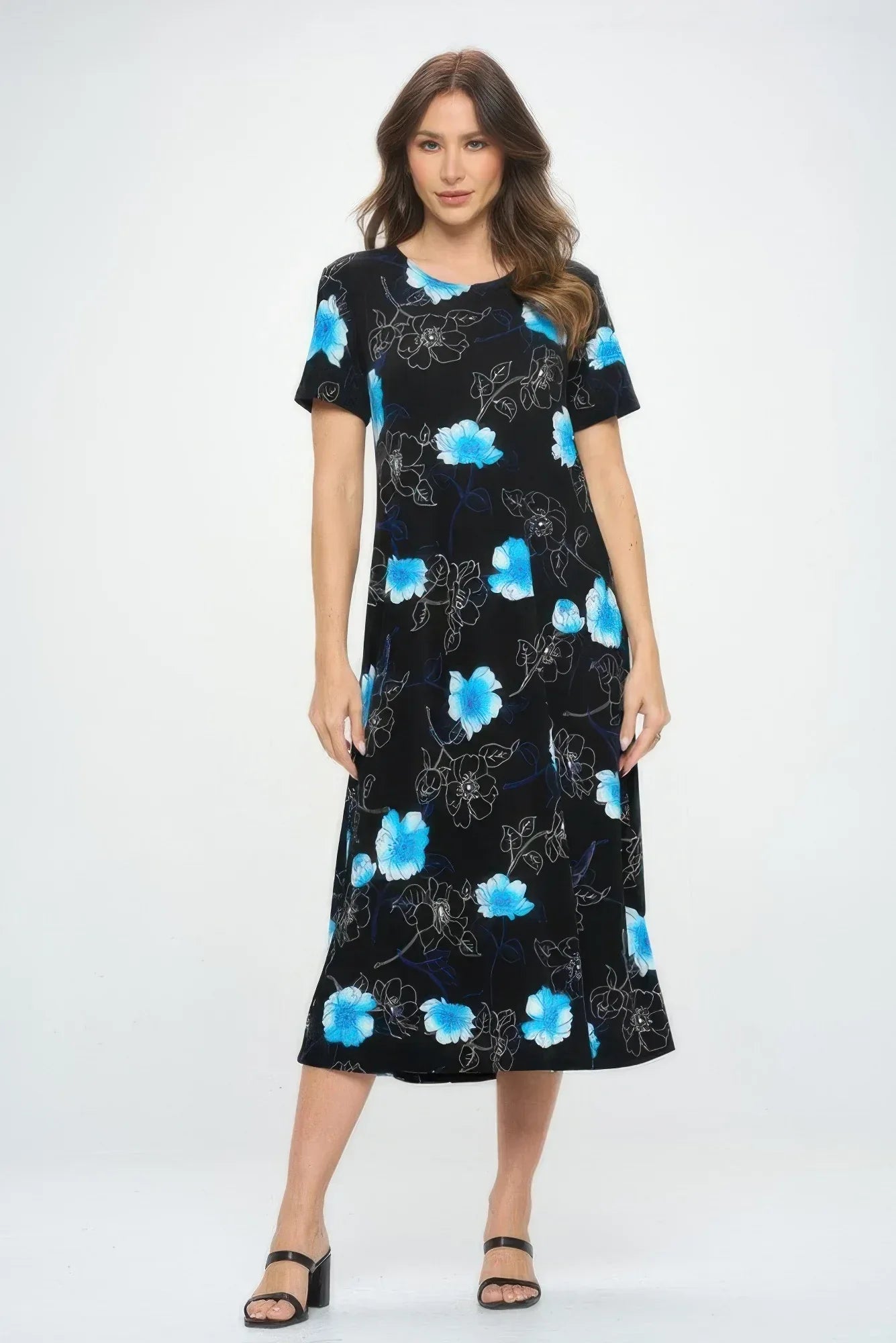 Bns Print Long Dress With Short Sleeve | Mixtshop LLC