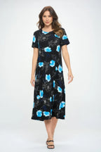 Bns Print Long Dress With Short Sleeve | Mixtshop LLC