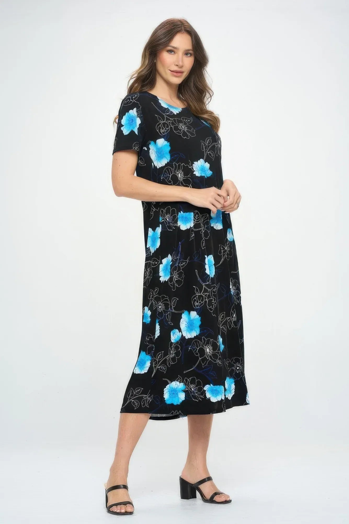 Bns Print Long Dress With Short Sleeve | Mixtshop LLC