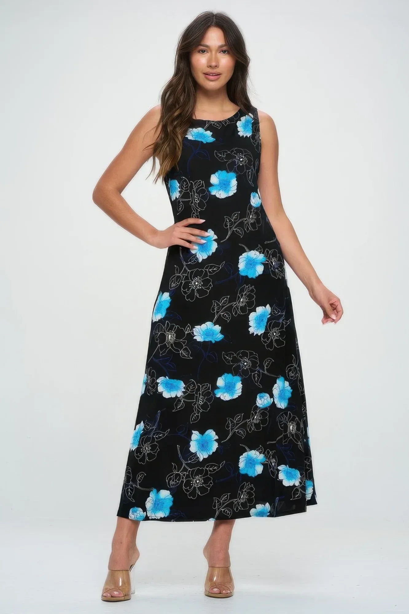 Boat Neck Sleeveless Long Dress | Mixtshop LLC Main image