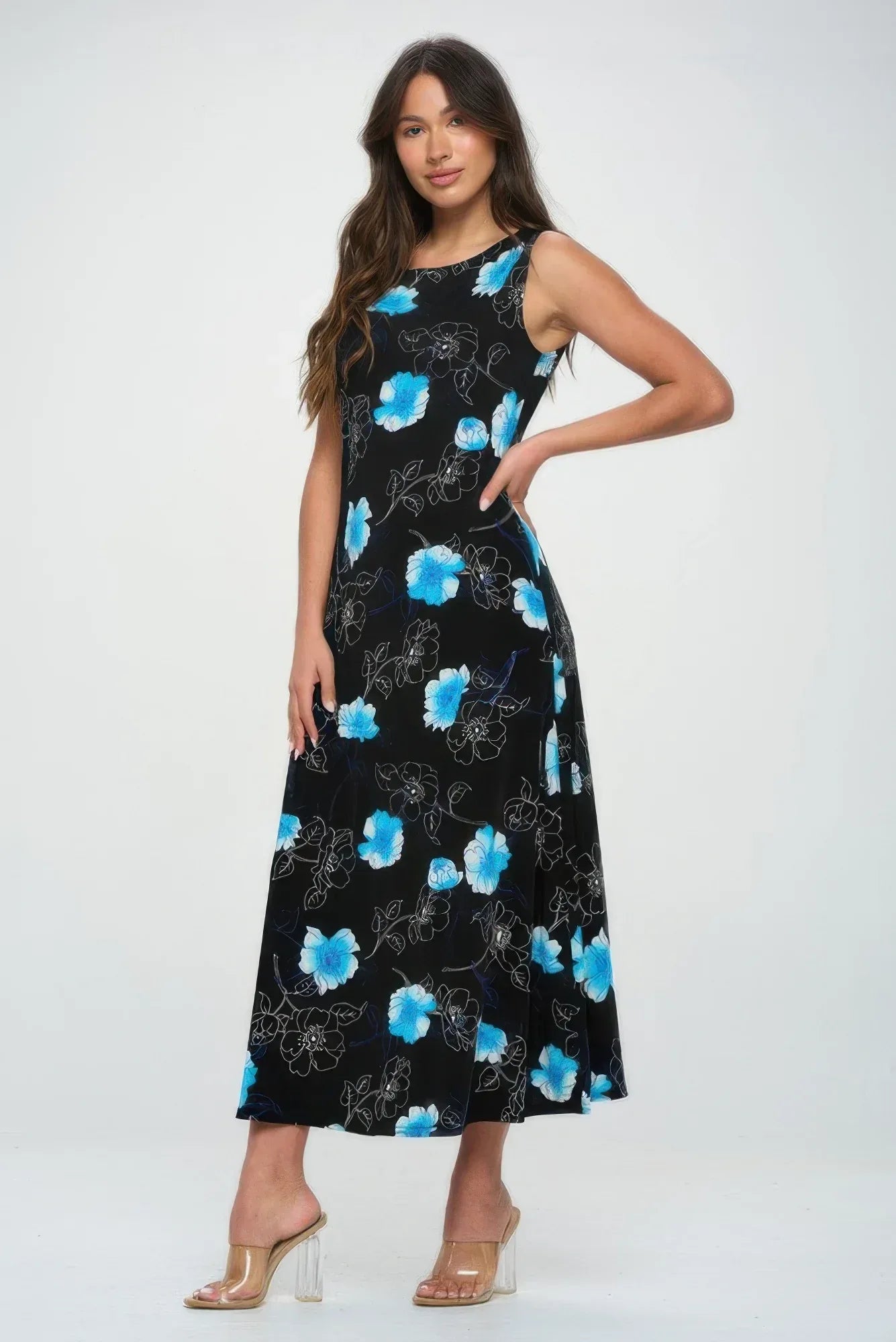Boat Neck Sleeveless Long Dress | Mixtshop LLC