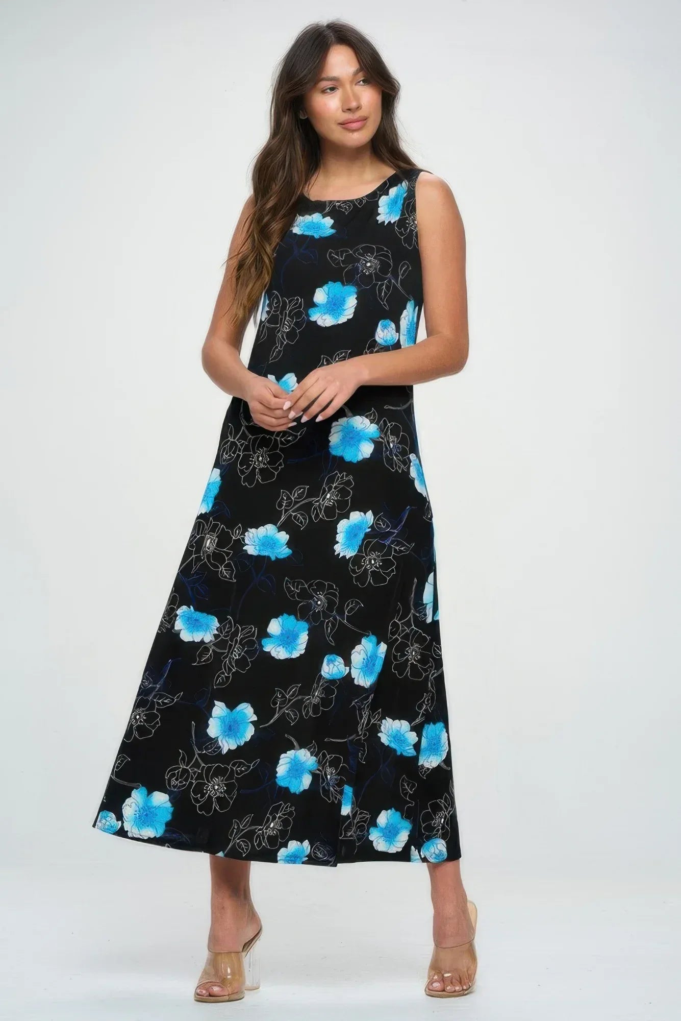 Boat Neck Sleeveless Long Dress | Mixtshop LLC