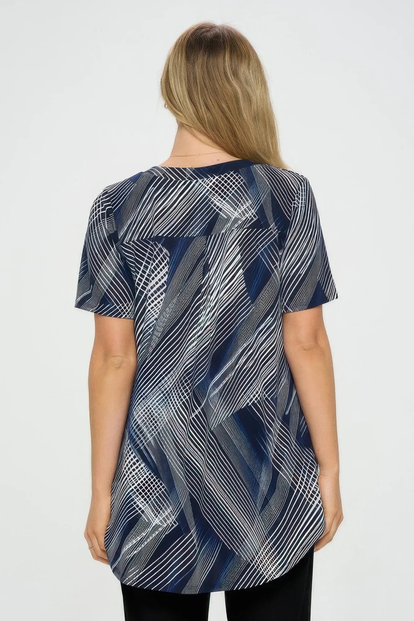 Notch Neck Rolled Short Sleeve Top Secondary image