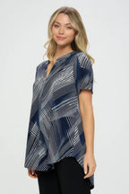 Notch Neck Rolled Short Sleeve Top | Mixtshop LLC
