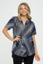 Notch Neck Rolled Short Sleeve Top | Mixtshop LLC