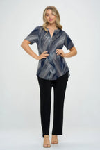 Notch Neck Rolled Short Sleeve Top | Mixtshop LLC