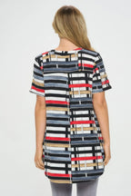 Notch Neck Rolled Short Sleeve Top | Mixtshop LLC